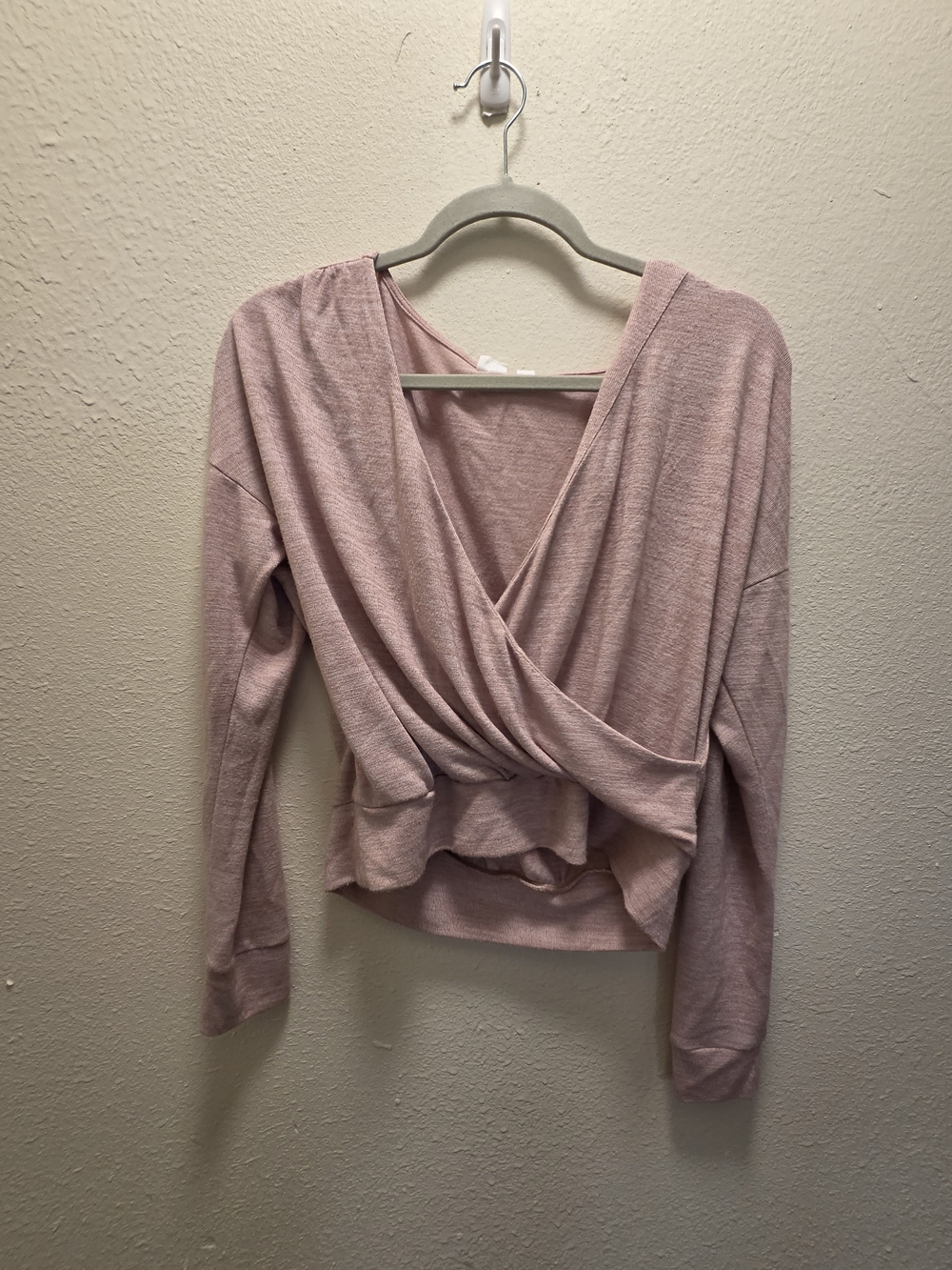GAP Pink Wrap-Front Long Sleeve Top